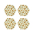 thumbnail image 1 of KLL Drink Coasters Set Hexagon of 4,PU Leather Absorbent Coasters Set Decorative Coffee Cup Coasters Housewarming Gift for Home Decor-Vintage White Polka Dot Sunflower, 1 of 5