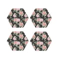 thumbnail image 1 of KLL Drink Coasters Set Hexagon of 4,PU Leather Absorbent Coasters Set Decorative Coffee Cup Coasters Housewarming Gift for Home Decor-Rose Flowers, 1 of 5