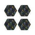 thumbnail image 1 of KLL Drink Coasters Set Hexagon of 4,PU Leather Absorbent Coasters Set Decorative Coffee Cup Coasters Housewarming Gift for Home Decor-Sunflowers, 1 of 5