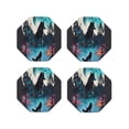 thumbnail image 1 of KLL Drink Coasters Set Octagon of 4,PU Leather Absorbent Coasters Set Decorative Coffee Cup Coasters Housewarming Gift for Home Decor-Artistic Moon Valley Wolf, 1 of 5