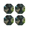 thumbnail image 1 of KLL Drink Coasters Set Octagon of 4,PU Leather Absorbent Coasters Set Decorative Coffee Cup Coasters Housewarming Gift for Home Decor-Cute Saucerman With Big Eyes, 1 of 5