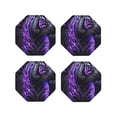 thumbnail image 1 of KLL Drink Coasters Set Octagon of 4,PU Leather Absorbent Coasters Set Decorative Coffee Cup Coasters Housewarming Gift for Home Decor-Purple Plant White Tiger, 1 of 5