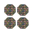 thumbnail image 1 of KLL Drink Coasters Set Octagon of 4,PU Leather Absorbent Coasters Set Decorative Coffee Cup Coasters Housewarming Gift for Home Decor-Snake And Flower, 1 of 5