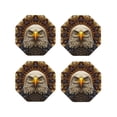 thumbnail image 1 of KLL Drink Coasters Set Octagon of 4,PU Leather Absorbent Coasters Set Decorative Coffee Cup Coasters Housewarming Gift for Home Decor-Vintage Pattern Bald Eagle, 1 of 5