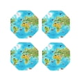 thumbnail image 1 of KLL Drink Coasters Set Octagon of 4,PU Leather Absorbent Coasters Set Decorative Coffee Cup Coasters Housewarming Gift for Home Decor-World Map With Animals Landmarks, 1 of 5
