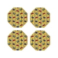 thumbnail image 1 of KLL Drink Coasters Set Octagon of 4,PU Leather Absorbent Coasters Set Decorative Coffee Cup Coasters Housewarming Gift for Home Decor-90s Audio Tape, 1 of 5