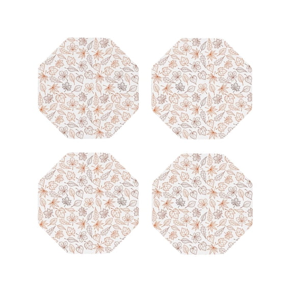 KLL Drink Coasters Set Octagon of 4,PU Leather Absorbent Coasters Set Decorative Coffee Cup Coasters Housewarming Gift for Home Decor-Maple Leaves
