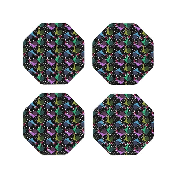 KLL Drink Coasters Set Octagon of 4,PU Leather Absorbent Coasters Set Decorative Coffee Cup Coasters Housewarming Gift for Home Decor-Snails 1