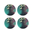 thumbnail image 1 of KLL Drink Coasters Set Round Shape of 4,PU Leather Absorbent Coasters Set Decorative Coffee Cup Coasters Housewarming Gift for Home Decor-Cartoon Art Skull, 1 of 5