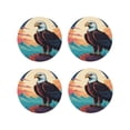 thumbnail image 1 of KLL Drink Coasters Set Round Shape of 4,PU Leather Absorbent Coasters Set Decorative Coffee Cup Coasters Housewarming Gift for Home Decor-Cartoon Iceberg Bald Eagle, 1 of 5