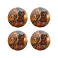 thumbnail image 1 of KLL Drink Coasters Set Round Shape of 4,PU Leather Absorbent Coasters Set Decorative Coffee Cup Coasters Housewarming Gift for Home Decor-Cat Dog Friendship, 1 of 5