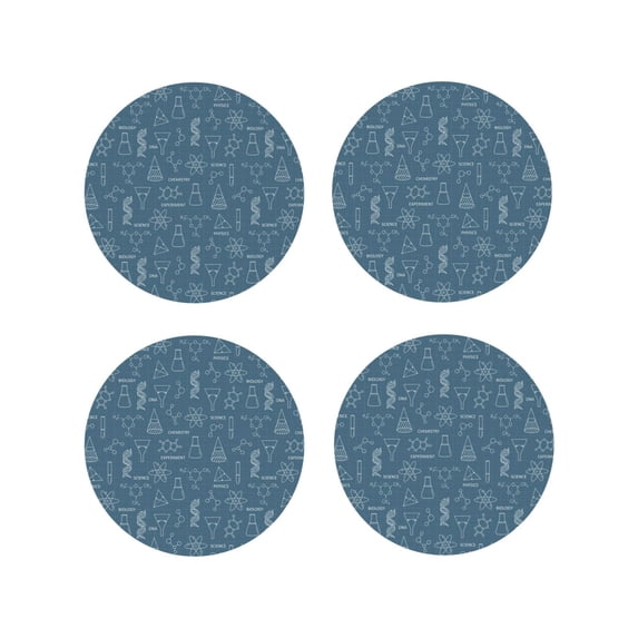 KLL Drink Coasters Set Round Shape of 4,PU Leather Absorbent Coasters Set Decorative Coffee Cup Coasters Housewarming Gift for Home Decor-Chemical Formulas And Objects