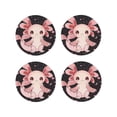 thumbnail image 1 of KLL Drink Coasters Set Round Shape of 4,PU Leather Absorbent Coasters Set Decorative Coffee Cup Coasters Housewarming Gift for Home Decor-Cute Axolotl Sakura Blossoms, 1 of 5