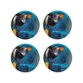 thumbnail image 1 of KLL Drink Coasters Set Round Shape of 4,PU Leather Absorbent Coasters Set Decorative Coffee Cup Coasters Housewarming Gift for Home Decor-Modern Style Blue Parrot, 1 of 5