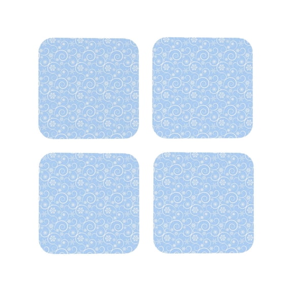 KLL Drink Coasters Set Square of 4,PU Leather Absorbent Coasters Set Decorative Coffee Cup Coasters Housewarming Gift for Home Decor-Blue snowflakes elegant