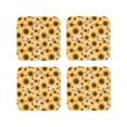 thumbnail image 1 of KLL Drink Coasters Set Square of 4,PU Leather Absorbent Coasters Set Decorative Coffee Cup Coasters Housewarming Gift for Home Decor-Brown Leaf Pattern Sunflower, 1 of 5