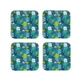 thumbnail image 1 of KLL Drink Coasters Set Square of 4,PU Leather Absorbent Coasters Set Decorative Coffee Cup Coasters Housewarming Gift for Home Decor-Shark And Leaves, 1 of 5