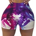 thumbnail image 1 of KLL Dual Skulls Colorful Fusion Pattern Workout Shorts for Women Scrunch Short Gym Yoga Running Sport Active Exercise Fitness Shorts, 1 of 5