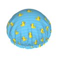 thumbnail image 1 of KLL Duck Swimming Pattern Shower Cap & Bath Cap for Women,Reversible Oversized Waterproof Shower Caps for all Hair Lengths,Elastic Reusable Bathing Hair Cap, 1 of 6