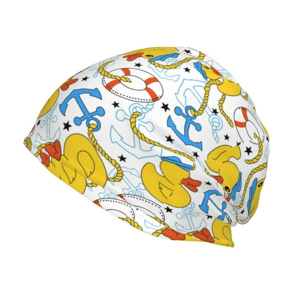 KLL Ducks and Anchors Winter Fall Beanie Knit Hats for Men & Women - Warm & Soft Stylish Toboggan Caps for Cold Weather