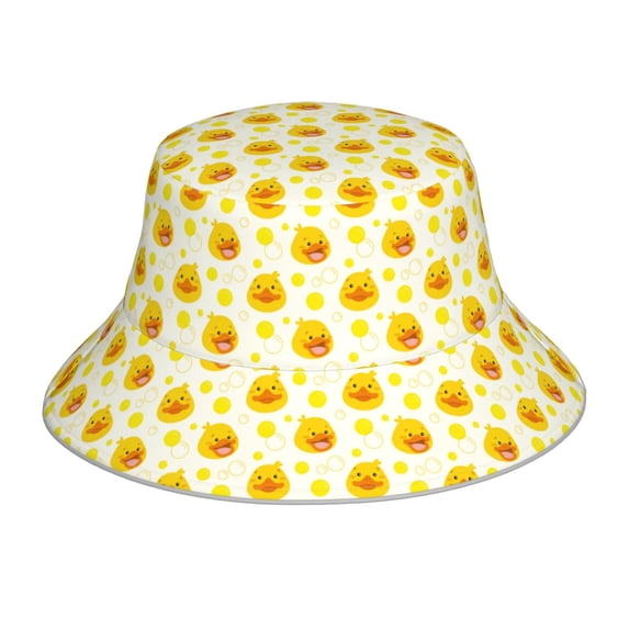 KLL Ducky Cartoon Bucket Hat for Women Men Packable Travel Beach Sun Hat Outdoor Rave Accessories Reflective Fisherman Cap
