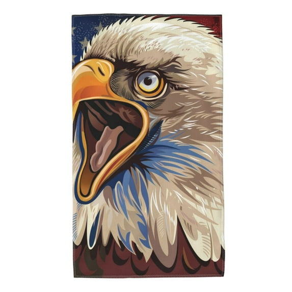 KLL Eagle With USA Flags Ultra Absorbent & Soft Hand Towels for Bath, Hand, Face, Gym and Spa-27.5x16in