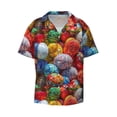 thumbnail image 1 of KLL Easter Eggs Print Men's Shirt Short Sleeve Button Down Summer Cuba Beach Shirts- Small, 1 of 7