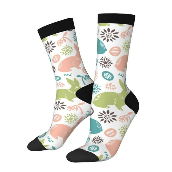 KLL Easter Rabbit Print Cool Socks Men's Women's Crew Socks Funny Crazy Novelty Stockings
