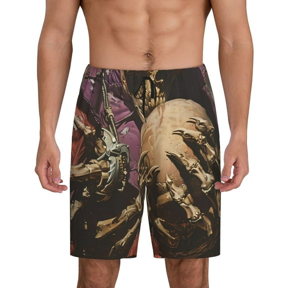 KLL Eerie Skull Holding Another for Men's 1-Pack Shorts,Sleep Pajama Shorts for Men Soft Pj Shorts Men's Pajama Bottoms Sleepwear -4X-Large