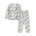 thumbnail image 1 of KLL Eiffel Tower Print Women's Long Sleeve Pajamas with Pants Sleepwear Loungewear 2 Set-Small, 1 of 7