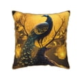 thumbnail image 1 of KLL Elegant Gold Leaf Peacock Decorative Throw Pillow Covers Velvet Soft for Couch Sofa Bedroom Living Room Outdoor (No pillow core)- 18"x18", 1 of 5