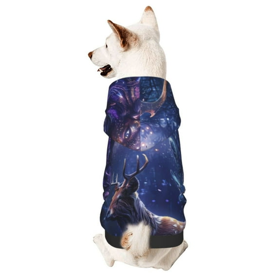 KLL Enchanted Forest Stag Gathering for Basic Dog Hoodie - Pet Hoodie Sweater with Leash Hole - Cute Dog Sweatshirt - Pet Clothes Hooded Sweatshirt for Dog & Cat -Medium