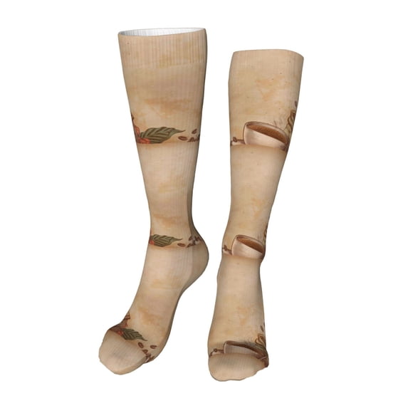 KLL Engraved Coffee On Kraft Paper Print Cool Socks Men's Women's Crew Socks Funny Crazy Novelty Stockings