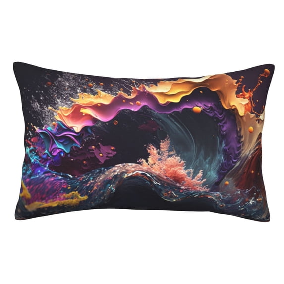 KLL Explosive Fluid Splash Art Pillow Covers Envelope Closure,Super Soft and Cozy Fuzzy Fleece Pillow Case Cover 14"x20"