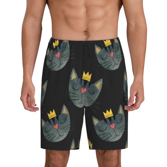 KLL Faces Of The Cat for Men's 1-Pack Shorts,Sleep Pajama Shorts for Men Soft Pj Shorts Men's Pajama Bottoms Sleepwear -3X-Large