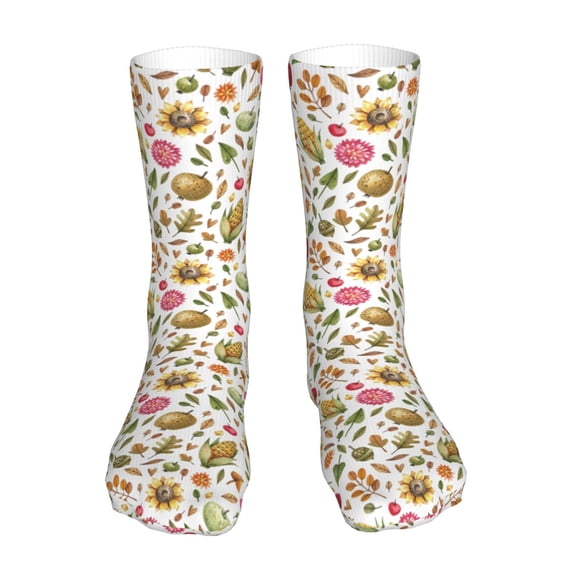 KLL Fall Fruits And Vegetables Print Womens Crew Socks Athletic Middle Tube Long Socks Novelty Socks Gifts For Men