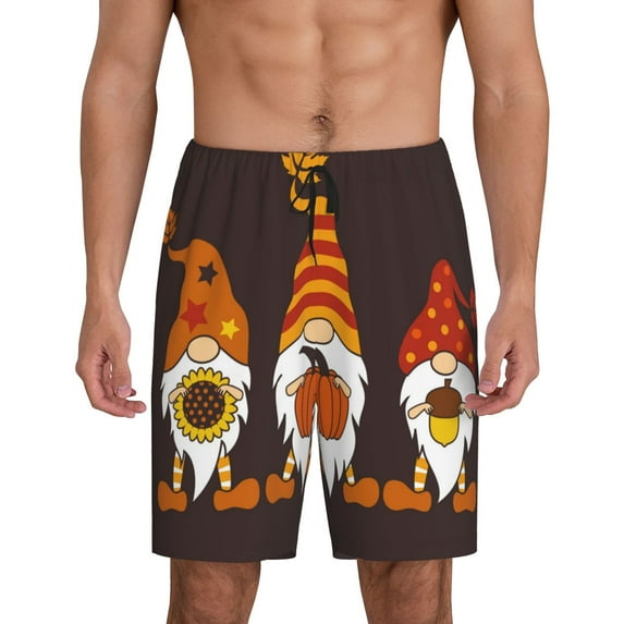 KLL Fall Gnomes for Men's 1-Pack Shorts,Sleep Pajama Shorts for Men Soft Pj Shorts Men's Pajama Bottoms Sleepwear -XX-Large
