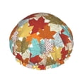 thumbnail image 1 of KLL Fall Maple Leaves Pattern Shower Cap & Bath Cap for Women,Reversible Oversized Waterproof Shower Caps for all Hair Lengths,Elastic Reusable Bathing Hair Cap, 1 of 1