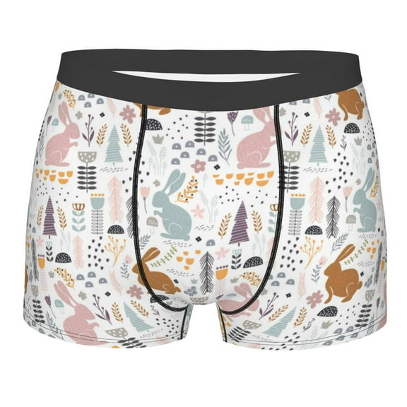 KLL Fall Rabbit Men's Cotton Boxer Briefs Underwear-Small