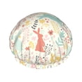 thumbnail image 1 of KLL Fall Rabbit Pattern Shower Cap & Bath Cap for Women,Reversible Oversized Waterproof Shower Caps for all Hair Lengths,Elastic Reusable Bathing Hair Cap, 1 of 6