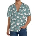thumbnail image 1 of KLL Farm Birds Print Men's Shirt Short Sleeve Button Down Summer Cuba Beach Shirts- X-Large, 1 of 5
