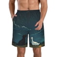 thumbnail image 1 of KLL Farm Dog Duck Moonlight Men's Casual Summer Beach Shorts Hawaiian Shorts with Pockets-3X-Large, 1 of 5