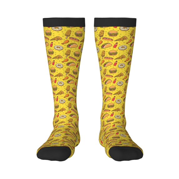 KLL Fast Food 1 Print Cool Socks Men's Women's Crew Socks Funny Crazy Novelty Stockings