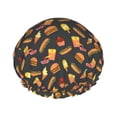thumbnail image 1 of KLL Fast Food Pattern Shower Cap & Bath Cap for Women,Reversible Oversized Waterproof Shower Caps for all Hair Lengths,Elastic Reusable Bathing Hair Cap, 1 of 6