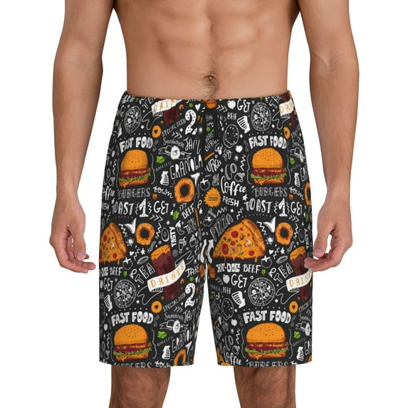 KLL Fastfood 1 for Men's 1-Pack Shorts,Sleep Pajama Shorts for Men Soft Pj Shorts Men's Pajama Bottoms Sleepwear -Large
