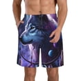 thumbnail image 1 of KLL Feathered Wolf Men's Casual Summer Beach Shorts Hawaiian Shorts with Pockets-Medium, 1 of 5