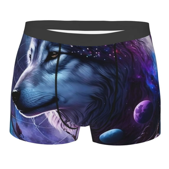 KLL Feathered Wolf Men's Cotton Boxer Briefs Underwear-Large