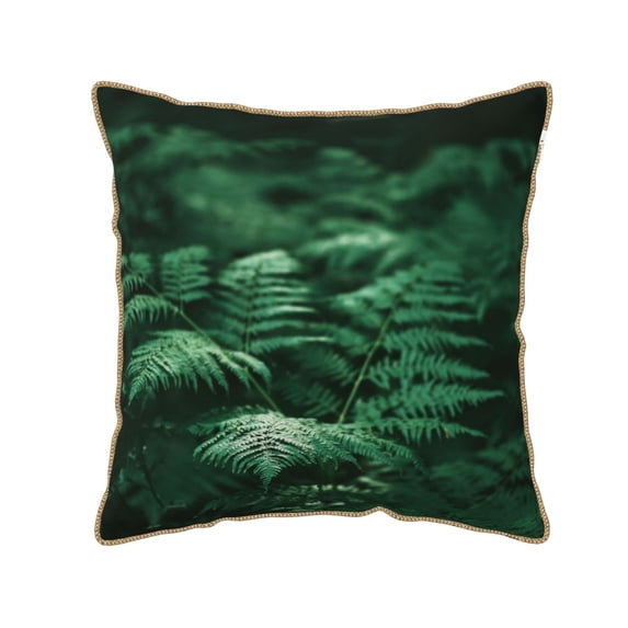 KLL Ferns Leave Green Foliage Decorative Throw Pillow Covers Velvet Soft for Couch Sofa Bedroom Living Room Outdoor (No pillow core)- 18"x18"