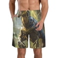thumbnail image 1 of KLL Ferocious Dinosaur Men's Casual Summer Beach Shorts Hawaiian Shorts with Pockets-XX-Large, 1 of 5