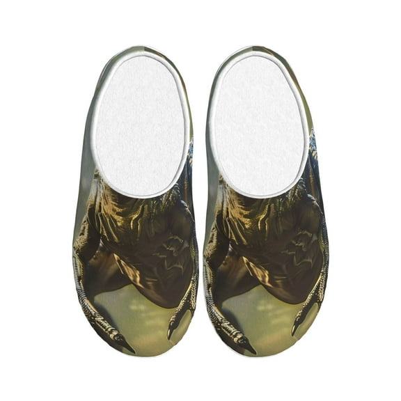 KLL Ferocious Dinosaur Pattern Adult Unisex Cozy Slippers,Fuzzy Slip-on Slippers TPR Sole Slippers Comfort Plush Home Footwear for Indoor & Outdoor-39/40